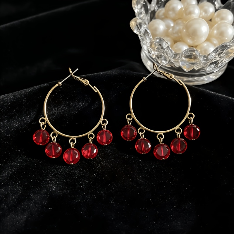 Vintage Fashion Tassel Sparkly Round Hoop Earrings